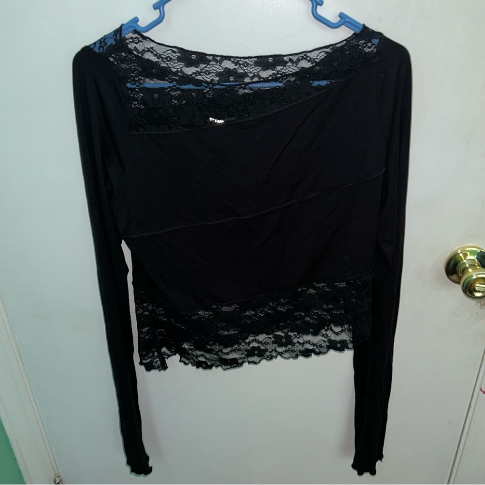 Urban Outfitters Black Lace Crop Blouse